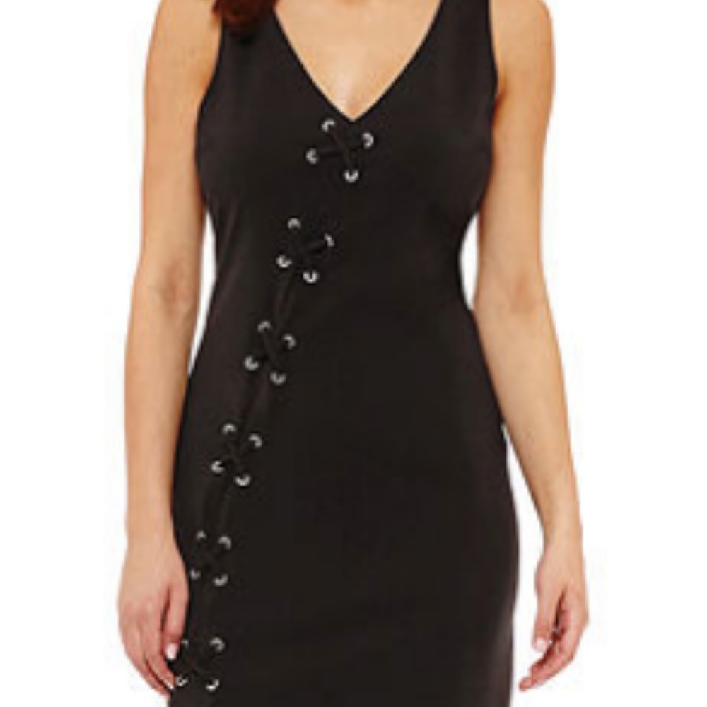 Sexy Black Lace-up Midi-Dress
